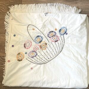 Embroidered Floral White Quilt